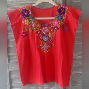 📣2 for $35‼️ Embroidered Red Traditional Mexican Top